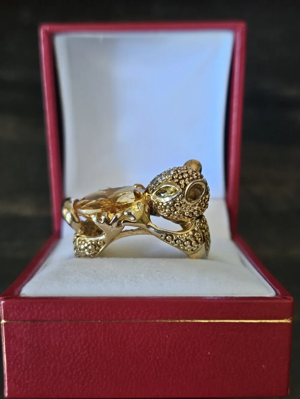 Amazing Rare Sterling Silver Gold Washed Squirrel Ring